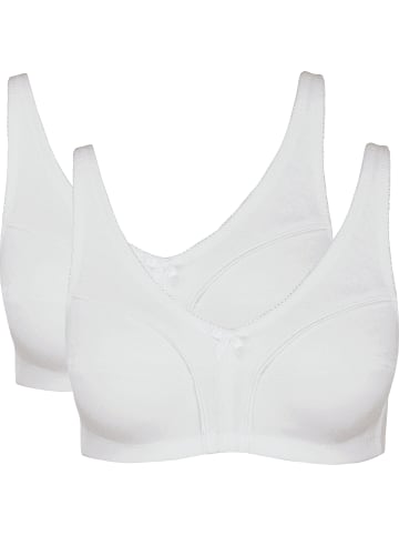 Viania Baumwolle BH ohne Bügel 2er-Pack in weiß