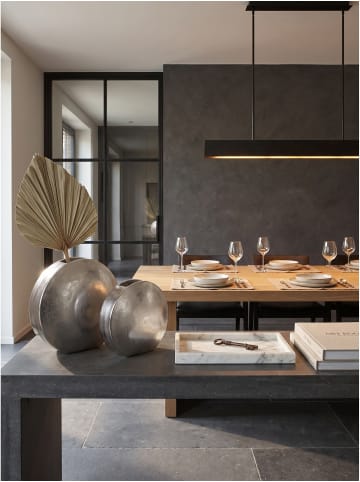 KADIMA DESIGN Vase 2er Set massives Aluminium, handgefertigt, für Wohnzimmer in Silber