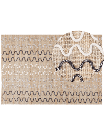 Beliani Kurzflor SOGUT in Beige/Weiß/Schwarz - (W) 160 x (H) 160 x (L) 230 cm