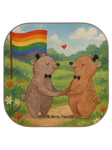 Mr. & Mrs. Panda Untersetzer Glas Bären Gay Pride Design ohne Sp... in Weiß