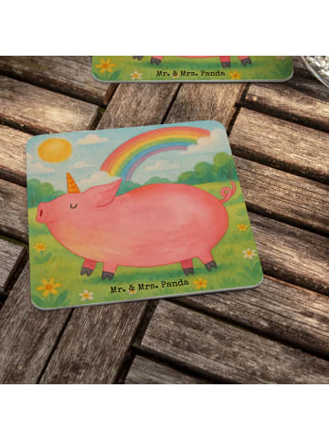 Mr. & Mrs. Panda Bierdeckel Einhorn Schwein Design ohne Spruch in Weiß