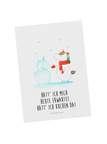 Mr. & Mrs. Panda Fotokarte Einhorn Schneemann mit Spruch in Weiß