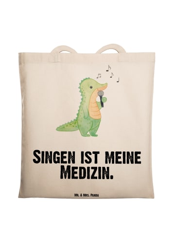 Mr. & Mrs. Panda Shopping Tasche Krokodil Singen mit Spruch in Creme