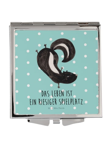 Mr. & Mrs. Panda Schminkspiegel Stinktier Handstand mit Spruch in Türkis Pastell