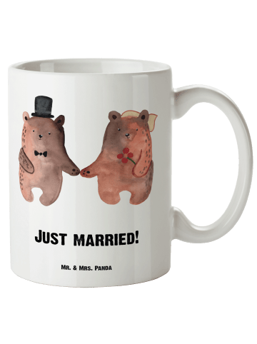 Mr. & Mrs. Panda Große Tasse Bär Heirat mit Spruch in Weiß