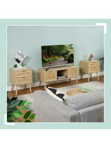 relaxdays 2 x Nachttisch in Natur - (B)40 x (H)55 x (T)41,5 cm