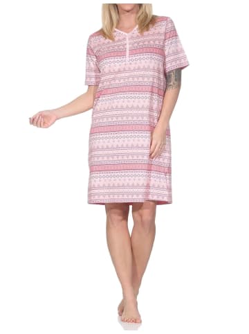 NORMANN kurzarm Nachthemd Ethnolook 125 214 226 in rosa