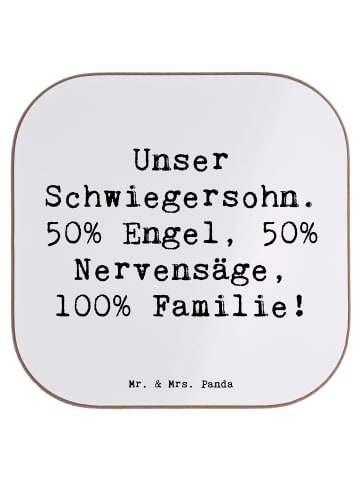 Mr. & Mrs. Panda Untersetzer Unser Schwiegersohn. 50% Engel, 50%... in Weiß
