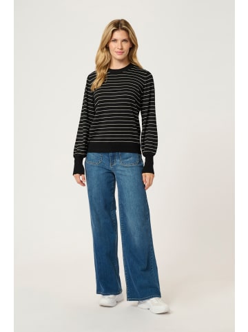 Kaffe Strickpullover KAlizza Regular fit in Black /Turtledove Slim stripe