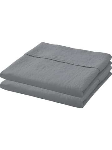 Erwin Müller Halbleinen, Leinen / Halbleinen Bettlaken 2er-Pack Deggendorf in silber