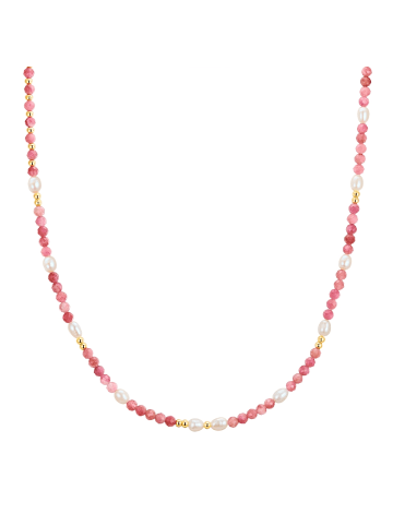 Glanzstücke München Kette aus Sterling Silber mit Turmalin und Süßwasser-Zuchtperle in gelbgold
