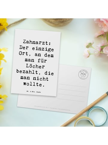 Mr. & Mrs. Panda Postkarte Spruch Zahnarzt Lochgebühr mit Spruch in Weiß