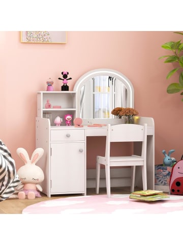COSTWAY 2 in 1 Schminktisch Set in Weiß