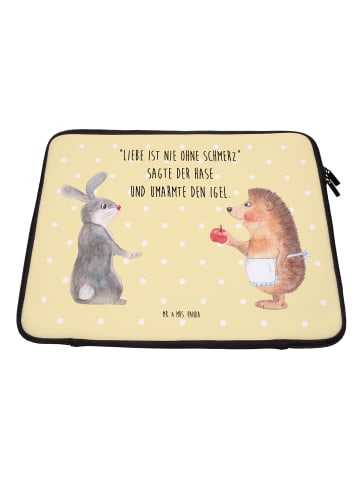 Mr. & Mrs. Panda Notebook Tasche Hase Igel mit Spruch in Gelb Pastell