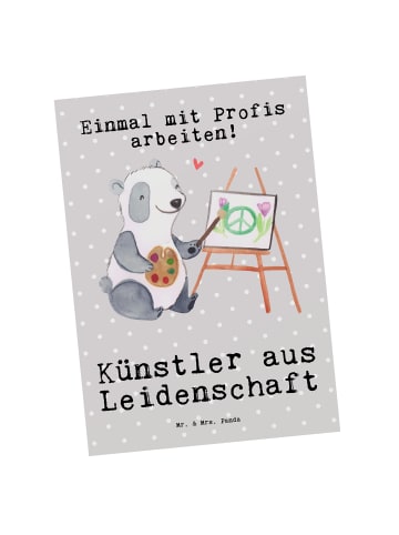 Mr. & Mrs. Panda Grußkarte Künstler Leidenschaft mit Spruch in Grau Pastell