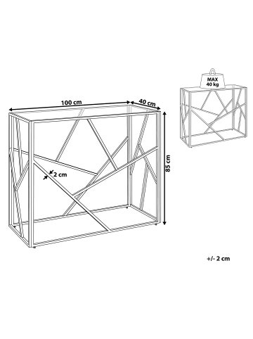 Beliani Konsolentisch ORLAND in Silber/Transparent - (W) 100 x (H) 85 x (L) 40 cm