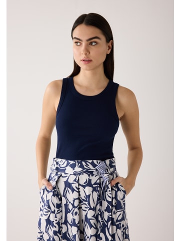 More & More schmales Basic-Top, gerippt in dark blue