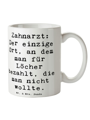 Mr. & Mrs. Panda Becher Spruch Zahnarzt Lochgebühr mit Spruch in Weiß