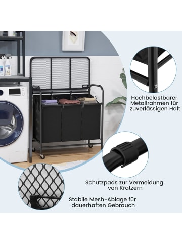 COSTWAY Wäschekorb mit Bügelbrett in Schwarz