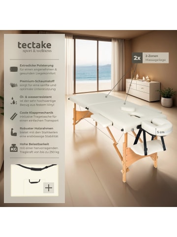 tectake 2 Zonen Massageliege Freddi 210 x 95 x 84 cm, beige