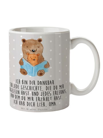 Mr. & Mrs. Panda Teetasse Bären Buch mit Spruch in Grau Pastell