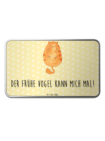 Mr. & Mrs. Panda Dose Katze Frühaufsteher mit Spruch in Gelb Pastell