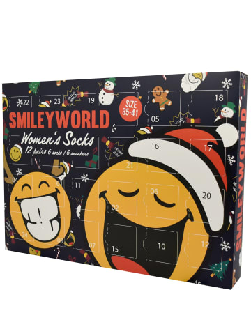 Smiley World Smileyworld Socken Adventskalender mit 12 Paar kurz und lang in Mehrfarbig