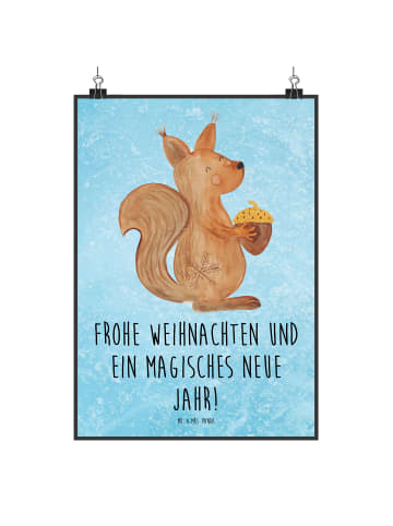 Mr. & Mrs. Panda wanddeko Eichhörnchen Weihnachten mit Spruch in Eisblau