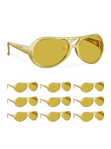 relaxdays 10x Rapperbrille in Gold