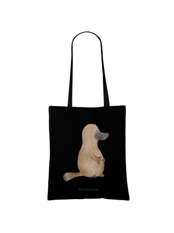 Mr. & Mrs. Panda Tote Bag Schnabeltier Mut ohne Spruch in Schwarz