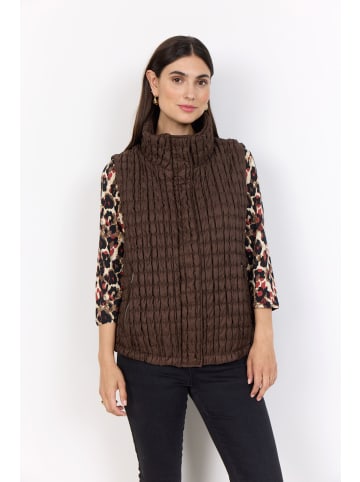 soyaconcept Stehkragenweste mit gesteppter Textur in Hot Fudge