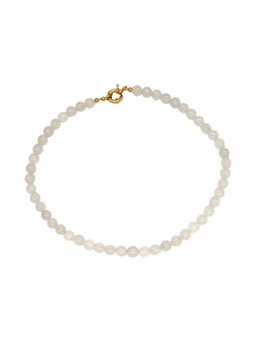 Gemshine Kette ohne Anhänger WEIßER JADE in gold coloured