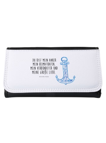 Mr. & Mrs. Panda Portemonnaie für Damen Anker Blau mit Spruch in Weiß