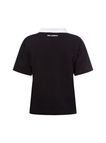 Karl Lagerfeld Poloshirt Ikon Patch in schwarz
