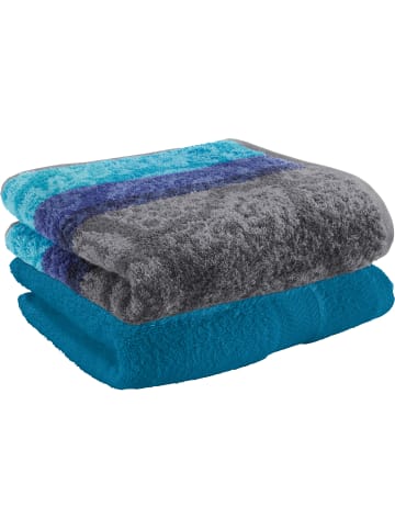 Erwin Müller Jacquard Duschtuch-Set 2er-Pack Paisley in türkis/anthrazit