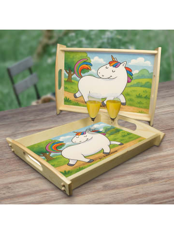 Mr. & Mrs. Panda Serviertablett Einhorn Stolzieren Design ohne S... in Weiß