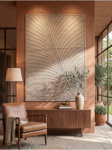 KADIMA DESIGN Outdoor-Teppich ENGADIN Blattmuster Kurzflor Wohnzimmer Veranda in Beige