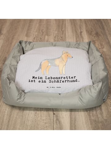 Mr. & Mrs. Panda Hundebett Schäferhund Lebensretter mit Spruch in Grau Pastell