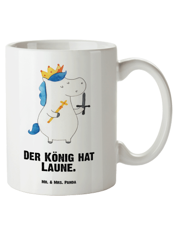 Mr. & Mrs. Panda Keramikbecher Einhorn König mit Schwert mit Spruch in Weiß