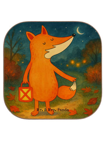 Mr. & Mrs. Panda Tassenuntersetzer Fuchs Laterne Design ohne Spruch in Weiß