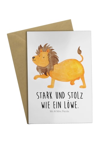 Mr. & Mrs. Panda Grußkarte Sternzeichen Löwe mit Spruch in Weiß
