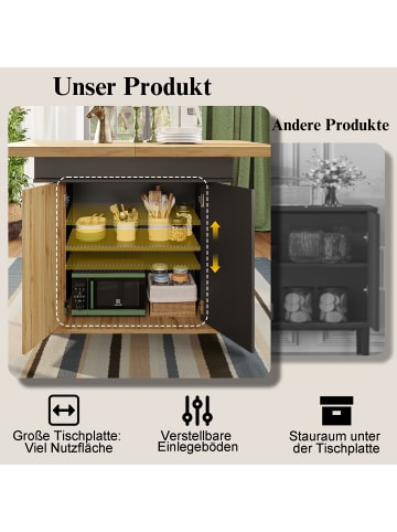 ABRIHOME Ausziehbarer Esstisch Küchentisch 110-140×80cm für 4-6 Personen im Retro Stil