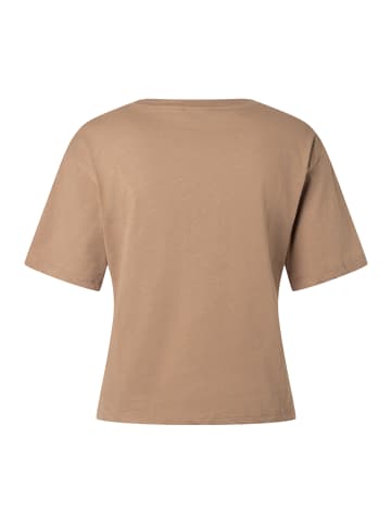 More & More edles Kurzarmshirt, Pailletten-Blume in brown