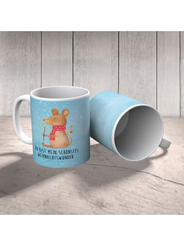 Mr. & Mrs. Panda Kindertasse Maus Weihnachten mit Spruch in Eisblau