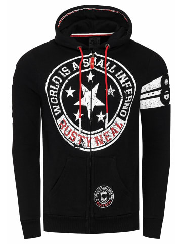 Rusty Neal Sweat Jacke mit Front-Prints in Schwarz