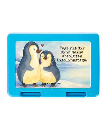 Mr. & Mrs. Panda Brotdose Pinguin umarmen Design mit Spruch in Weiß