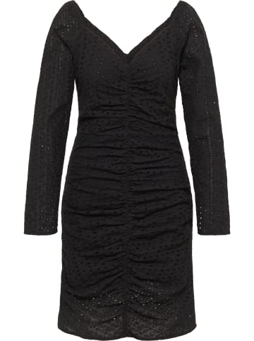 faina Damen Kleid Mit Lochstickerei in Schwarz