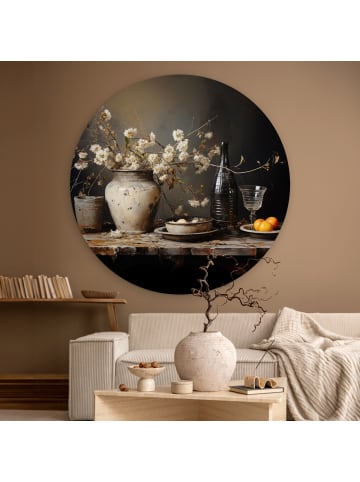 OnlyWow Rundes Wandbild Hellgrau