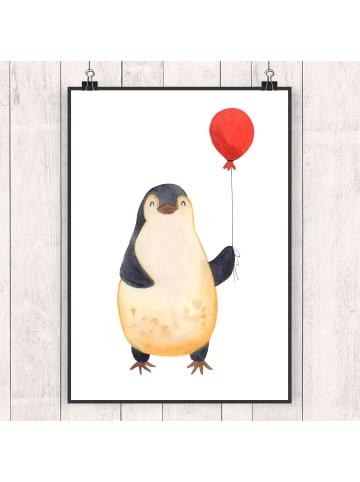 Mr. & Mrs. Panda Poster Pinguin Luftballon ohne Spruch in Weiß