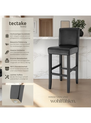 tectake Barstuhl aus Kunstleder, gepolstert mit Rückenlehne
